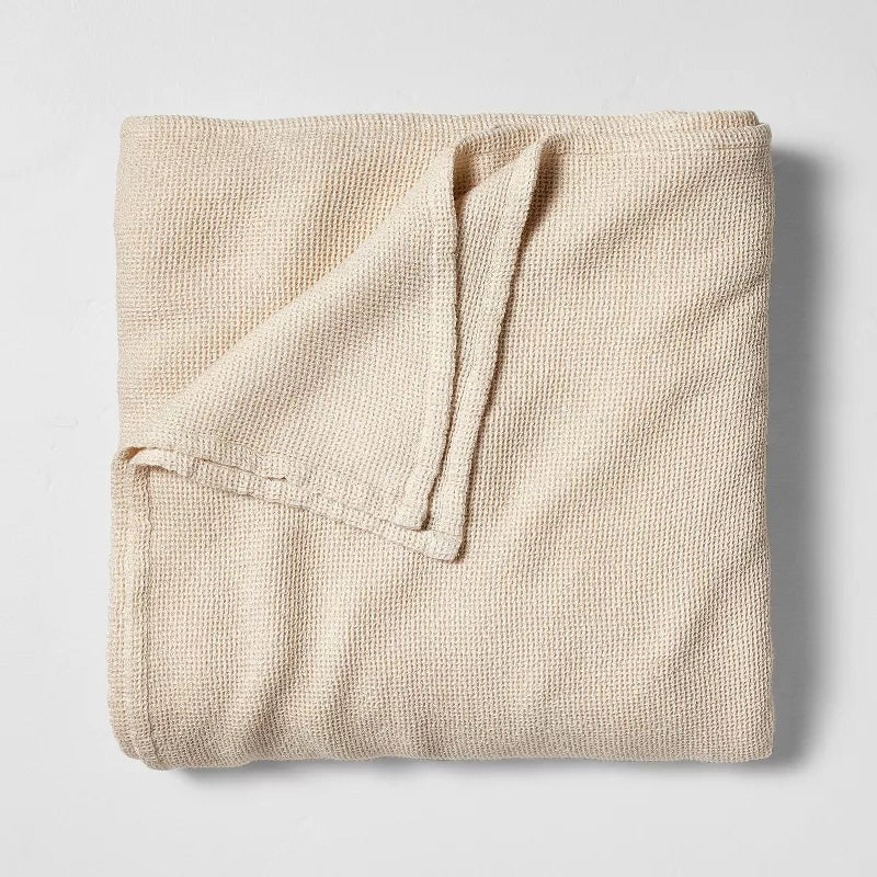 King Micro Waffle Bed Blanket Natural - Casaluna: OEKO-TEX Certified, Lyocell & Cotton, Machine Washable
