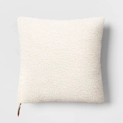 Oversized Teddy Boucle Toss Square Throw Pillow Cream - Threshold