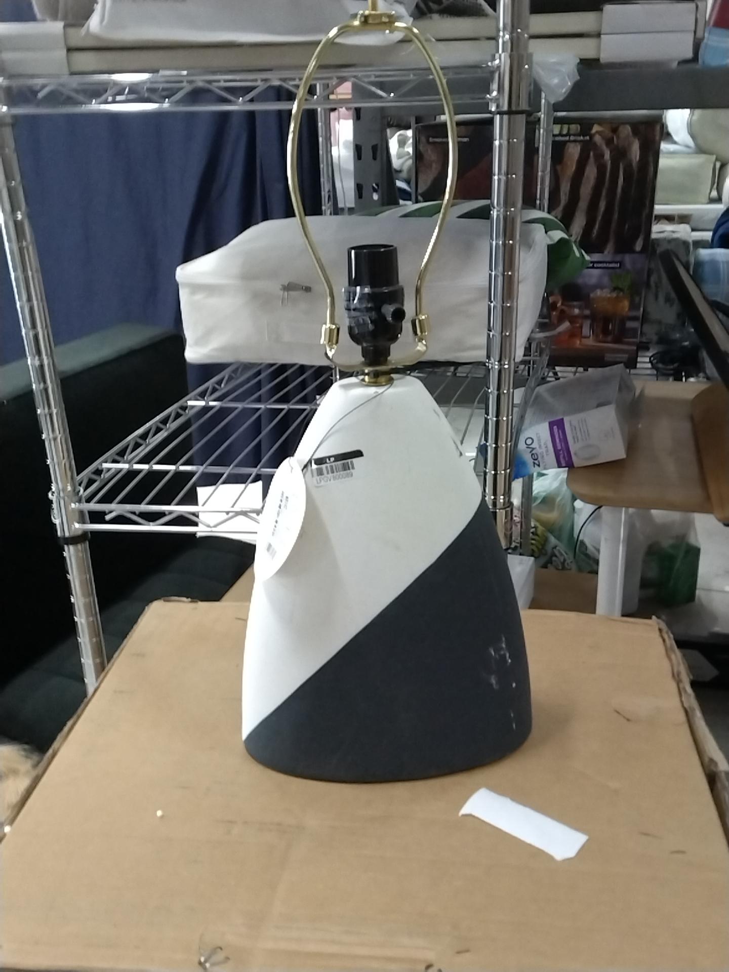 20.5"x12.5" Modern Table Lamp Black/White - Threshold: Ceramic Base, Linen Shade, UL Listed, No Assembly Required