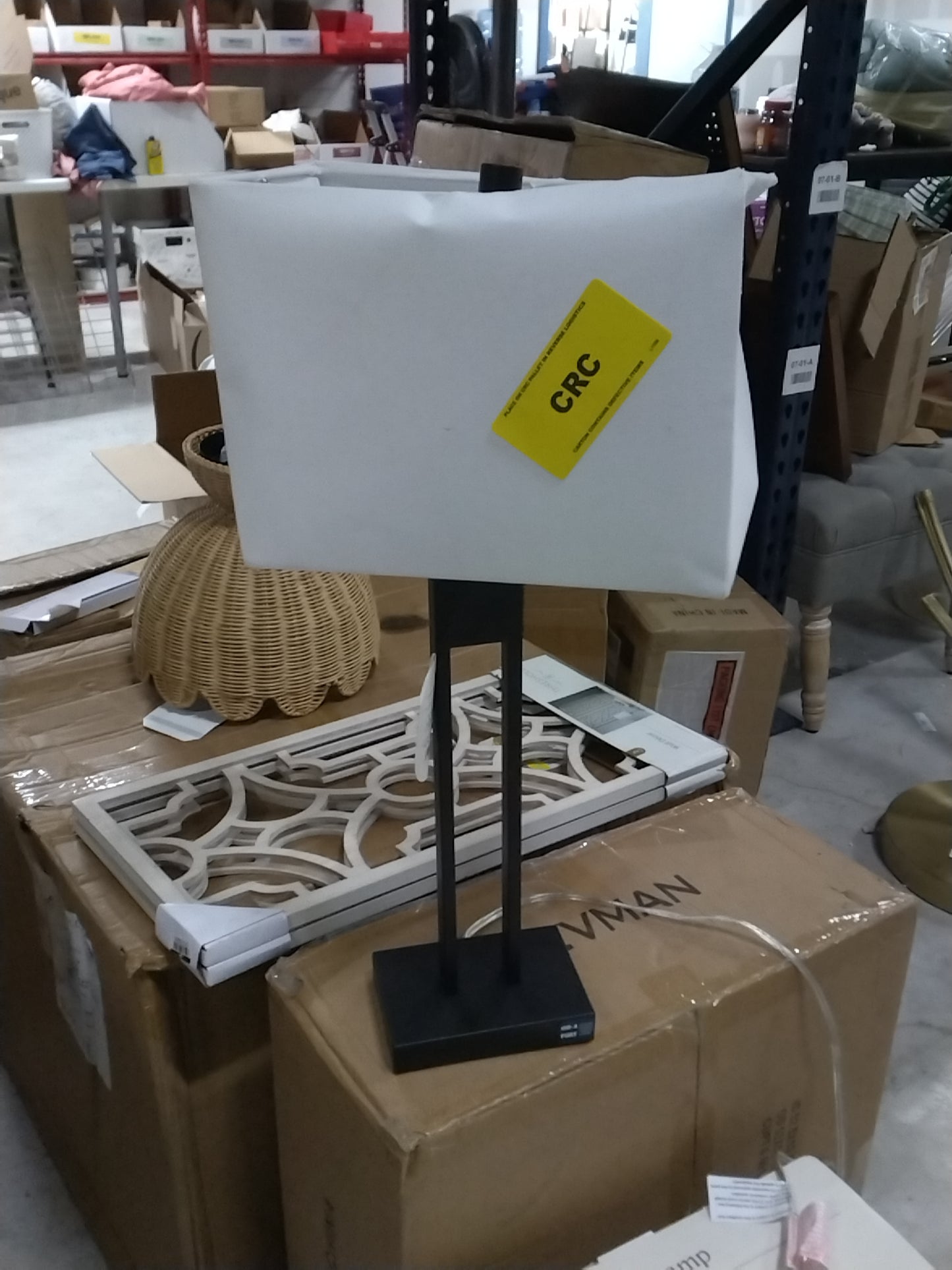 Window Pane Table Lamp with USB Black - Threshold: ETL Listed, Linen Shade, Metal Body, No Assembly Required