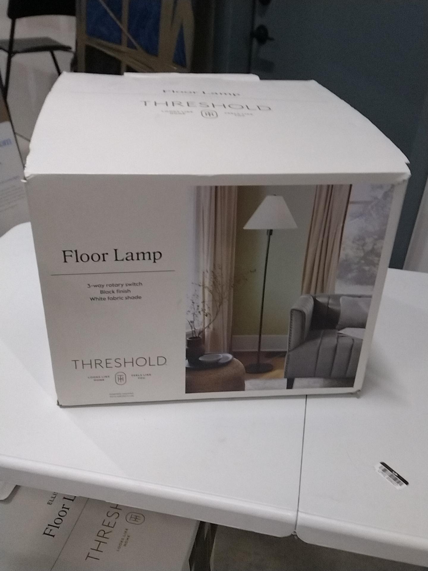 60"x15" Stick Floor Lamp with Tapered Shade Black - Threshold: Modern Metal Standing Light, UL Listed, Linen Cone Shade