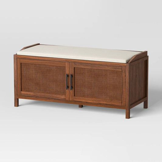 Warwick Storage Entryway Bench With Woven Doors Brown - Threshold™ : Target