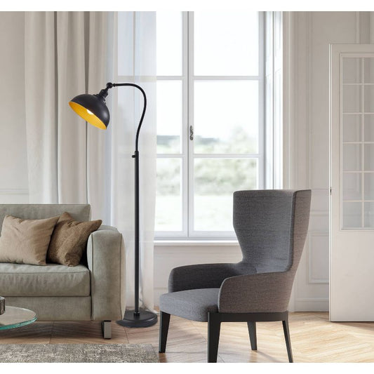 Wallace Floor Lamp Black - Adesso: Industrial Style, Exposed Edison Bulb Compatible, Articulating Shade : Target