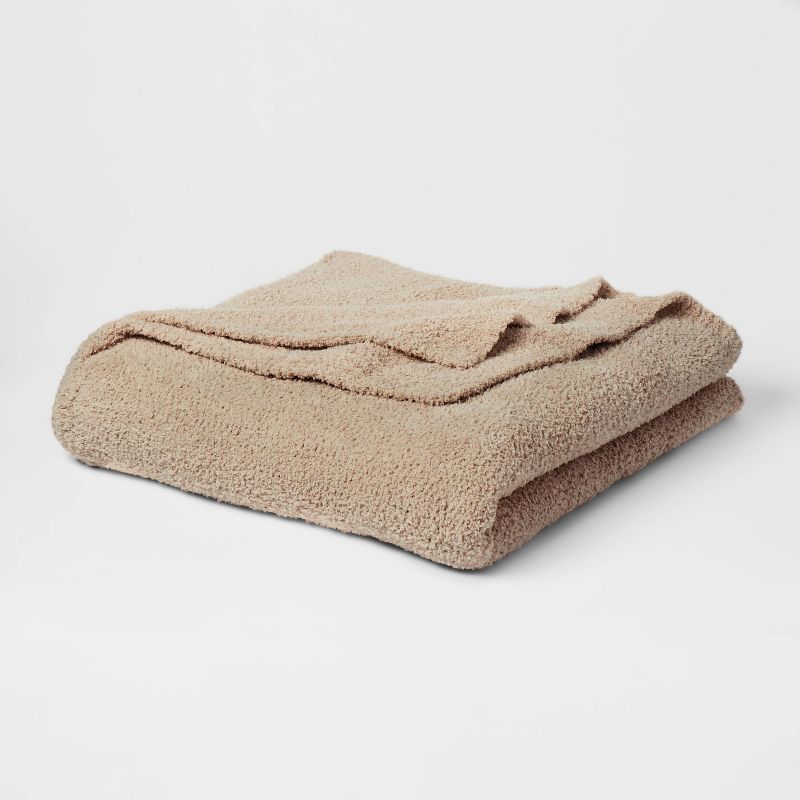 King Cozy Chenille Bed Blanket True Khaki - Threshold: Recycled Polyester, Knitted, Machine Washable