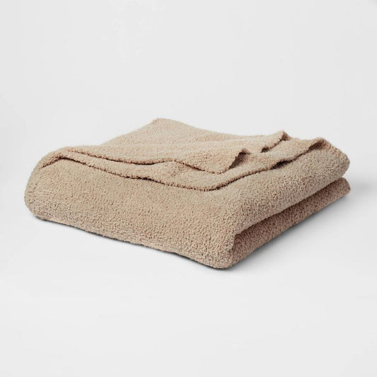 King Cozy Chenille Bed Blanket True Khaki - Threshold: Recycled Polyester, Knitted, Machine Washable