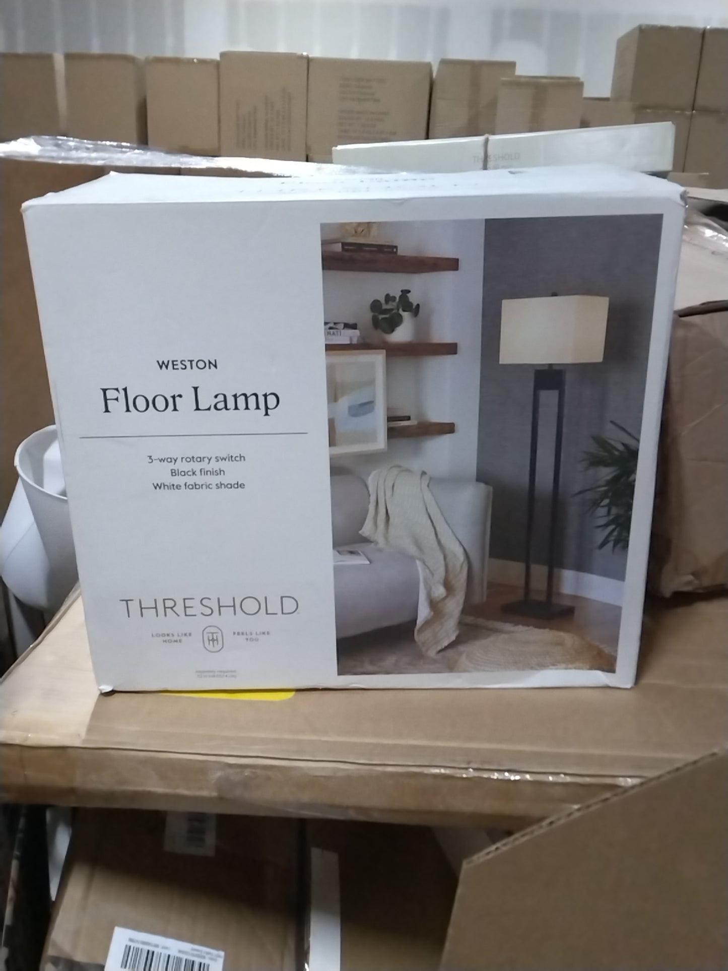 62"x8" Weston Window Pane Floor Lamp Black - Threshold: Modern Standing Light for Living Room