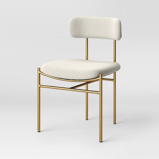 Orion Luxe Dining Chair with Brass Legs Gray Velvet - Threshold