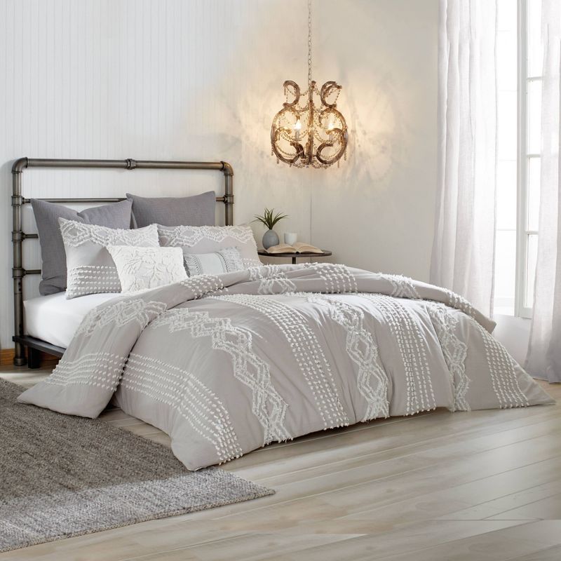 Peri Home King Cut Geo Sham Gray: Cotton Jacquard, Machine Washable, Envelope Closure, Set Of 2 : Target