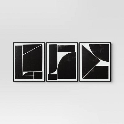 (Set of 3) 16" x 20" Alignment Framed Wall Canvas Set - Threshold: Modern Geometric Digital Art, Sawtooth Back (Please be advised that sets may be missing pieces or otherwise incomplete.)