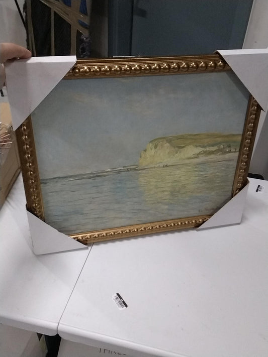 16" x 20" Silent Still Framed Wall Cotton Canvas Board - Threshold: Polystyrene Gold Frame, Horizontal Landscape