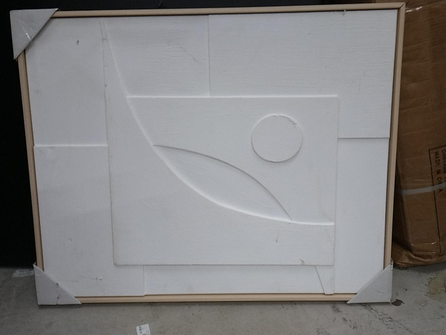 24" x 30" Dimensional II 3D Framed Wall Sculpture with Sand texture - Threshold: Modern Canvas Art, Polystyrene Frame