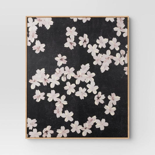 30" x 36" Ditsy Floral Framed Canvas Natural - Threshold: Botanical Wall Art, Polystyrene Frame