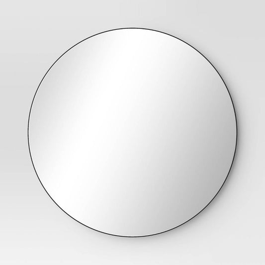 28" Round Infinity Circle Mirror Black - Threshold: Modern Powder-Coated Metal Frame, Wall Mounted