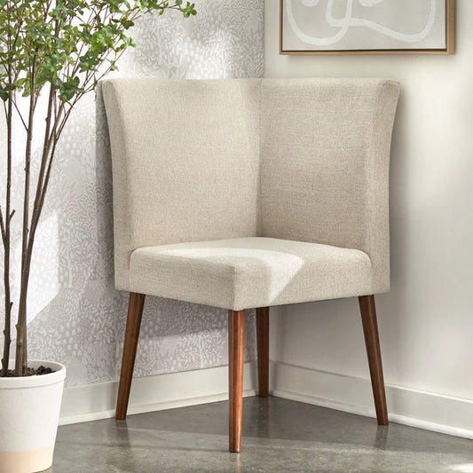 Buylateral Ripton Mid Century Modern Upholstered Corner Chair Cream: Mid-Century Modern, Upholstered, for Dining & Bedroom