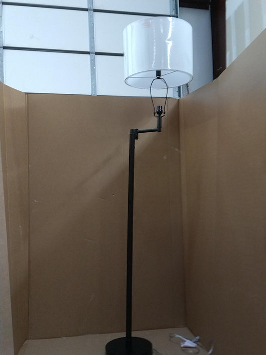 16" Metal Column Swing Arm Floor Lamp Black/White - Threshold: Adjustable, Modern Design