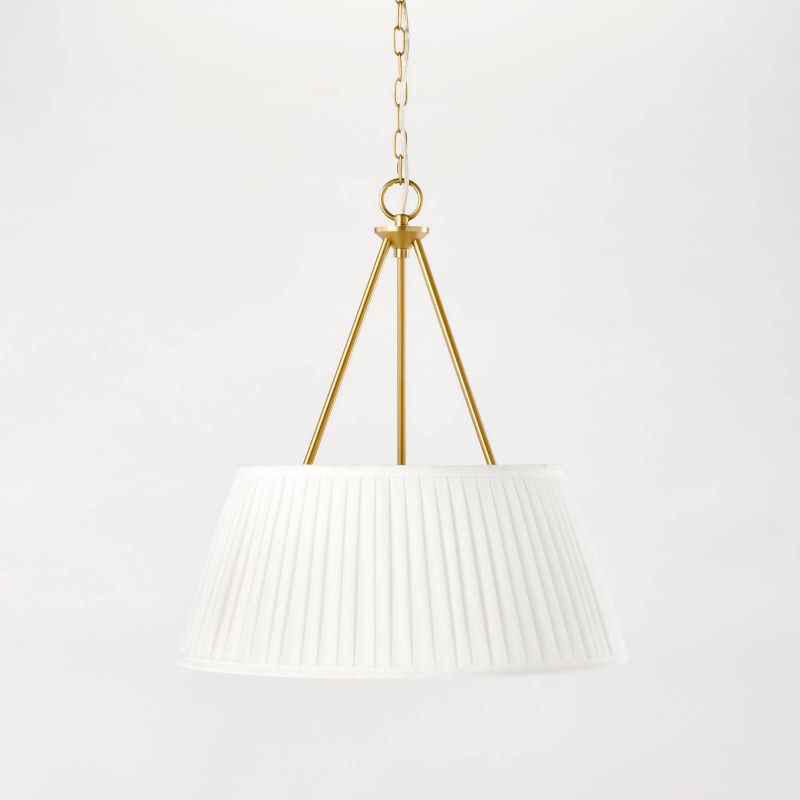 Pendant with Pleated Shade Ceiling Light White - Threshold designed with Studio McGee: Elegant Iron & Cotton Fixture, UL Listed