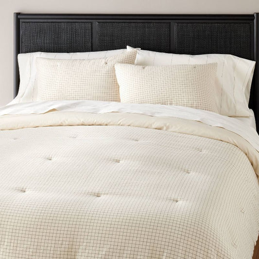 3pc King Mini Grid Stitch Comforter Bedding Set Railroad Gray - Hearth & Hand™ With Magnolia: Cotton Dobby, Oeko-tex Certified : Target