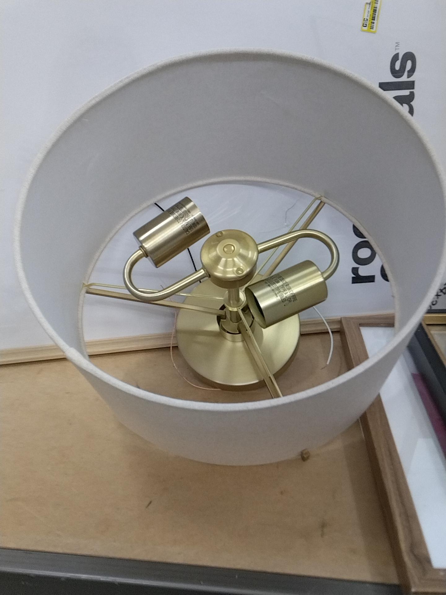 Fabric Shade Semi-Flush Mount Ceiling Light Brass/Oatmeal - Hearth & Hand with Magnolia: Modern Iron Body, ETL Listed