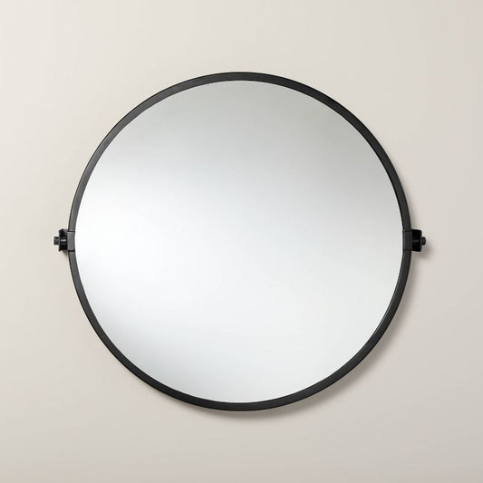 30" Round Bathroom Vanity Pivot Mirror Black Finish - Hearth & Hand with Magnolia: Wall Mount, Metal Frame, Farmhouse Style