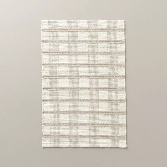 2x3'' Rib Stripe Plaid Handmade Woven Accent Rug Tan/Cream/Khaki - Hearth & Hand with Magnolia: Cotton-Wool Blend, Indoor Use