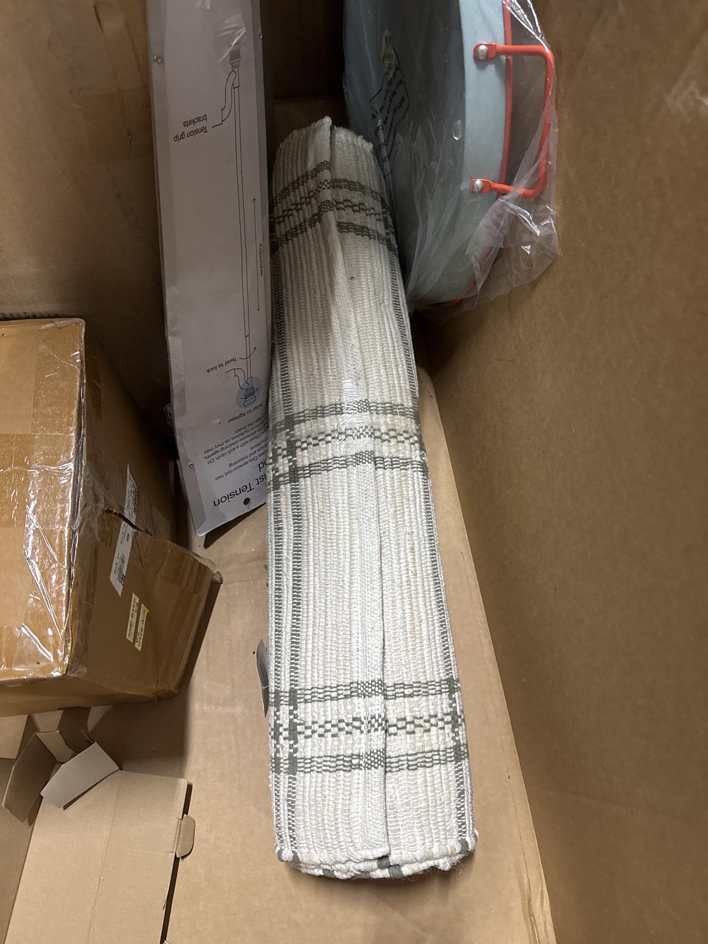 2'4"x7' Tri-Stripe Plaid Handmade Woven Runner Rug Green/Cream - Hearth & Hand with Magnolia: Cotton & Wool Blend