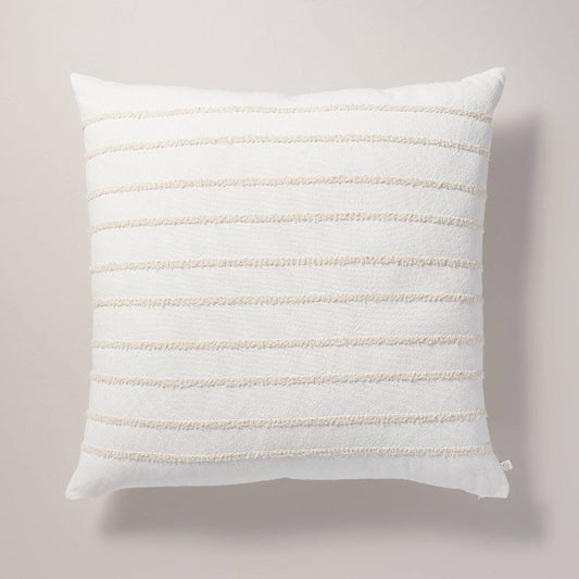 26"x26" Tufted Rib Stripe Euro Bed Pillow Cream/Natural: Cotton, Indoor, Removable Cover - Hearth & Hand with Magnolia