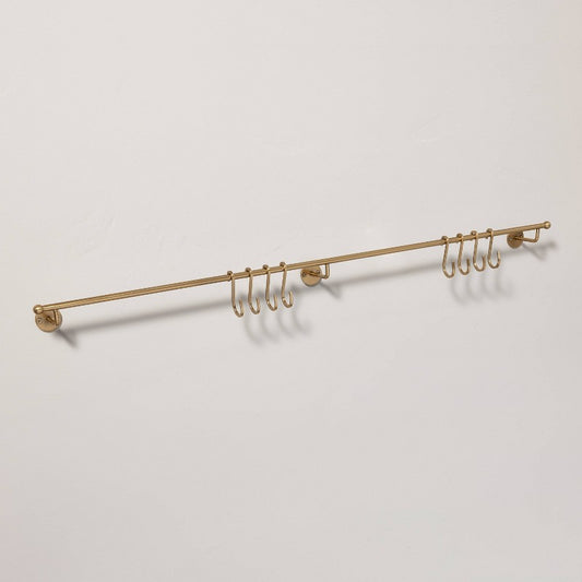 36" Modern Trim Metal S-Hook Wall Rack Brass Finish - Hearth & Hand with Magnolia: Mounted Coat & Accessory Storage