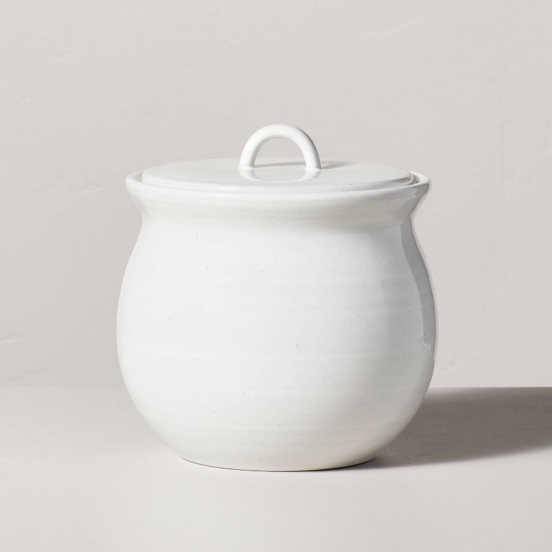 99oz Flared Brim Stoneware Canister Vintage Cream - Hearth & Hand™ With Magnolia: Reactive Glaze, Silicone Lid : Target