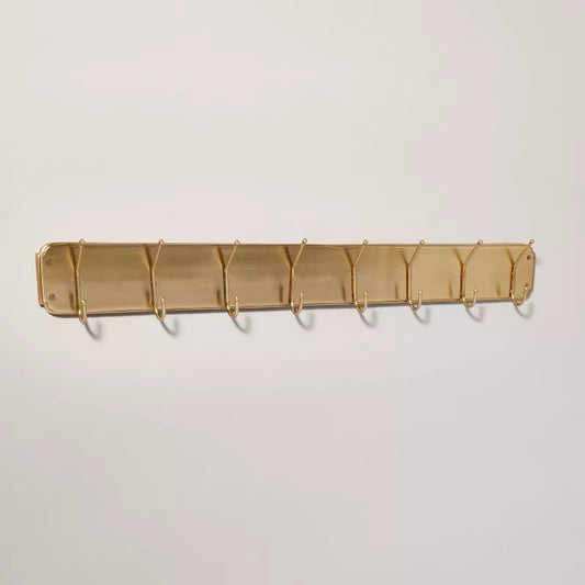 36" Classic Metal Wall Hook Rack Brass Finish - Hearth & Hand with Magnolia: Mounted Storage for Coats & Accessories