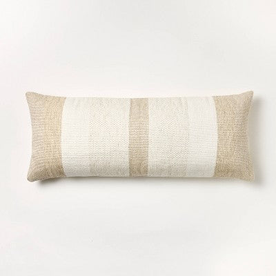 Oversized Woven Lumbar Throw Pillow Cream/Neutral - Threshold designed with Studio McGee: Rectangular Accent Pillow, Indoor Use, Zippered