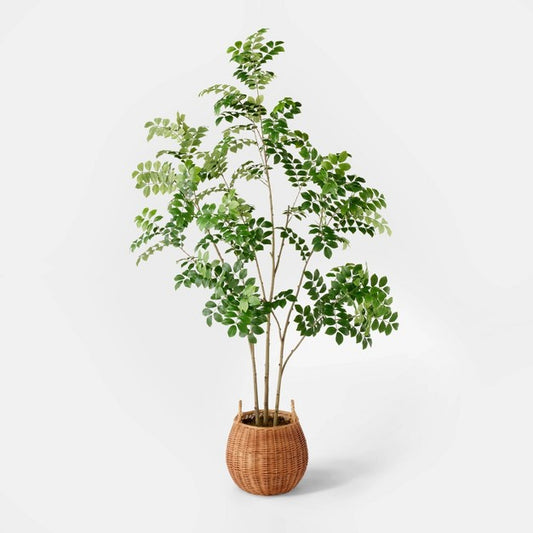Artificial Pterocarpus Leaf Tree - Threshold designed with Studio McGee: Indoor Polyester Faux Plant, No Assembly Required