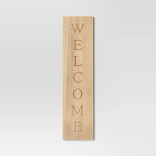 40"x10" Reversible Wood Leaner - Threshold: Farmhouse Style MDF Vertical Decor with Rustic Quote Adage Saying