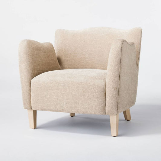 Wing Arm Accent Chair Velvet Beige (kd) - Threshold™ Designed With Studio Mcgee : Target