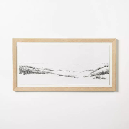 47"x24" Grassy Beach Dune Floated Paper Framed Under Plexiglass Wall Art - Threshold designed with Studio McGee: Modern Lithograph