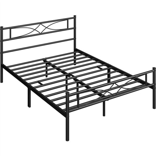 Yaheetech Simple Metal Queen Size Bed Frame with Curved Design Headboard and Footboard, Black