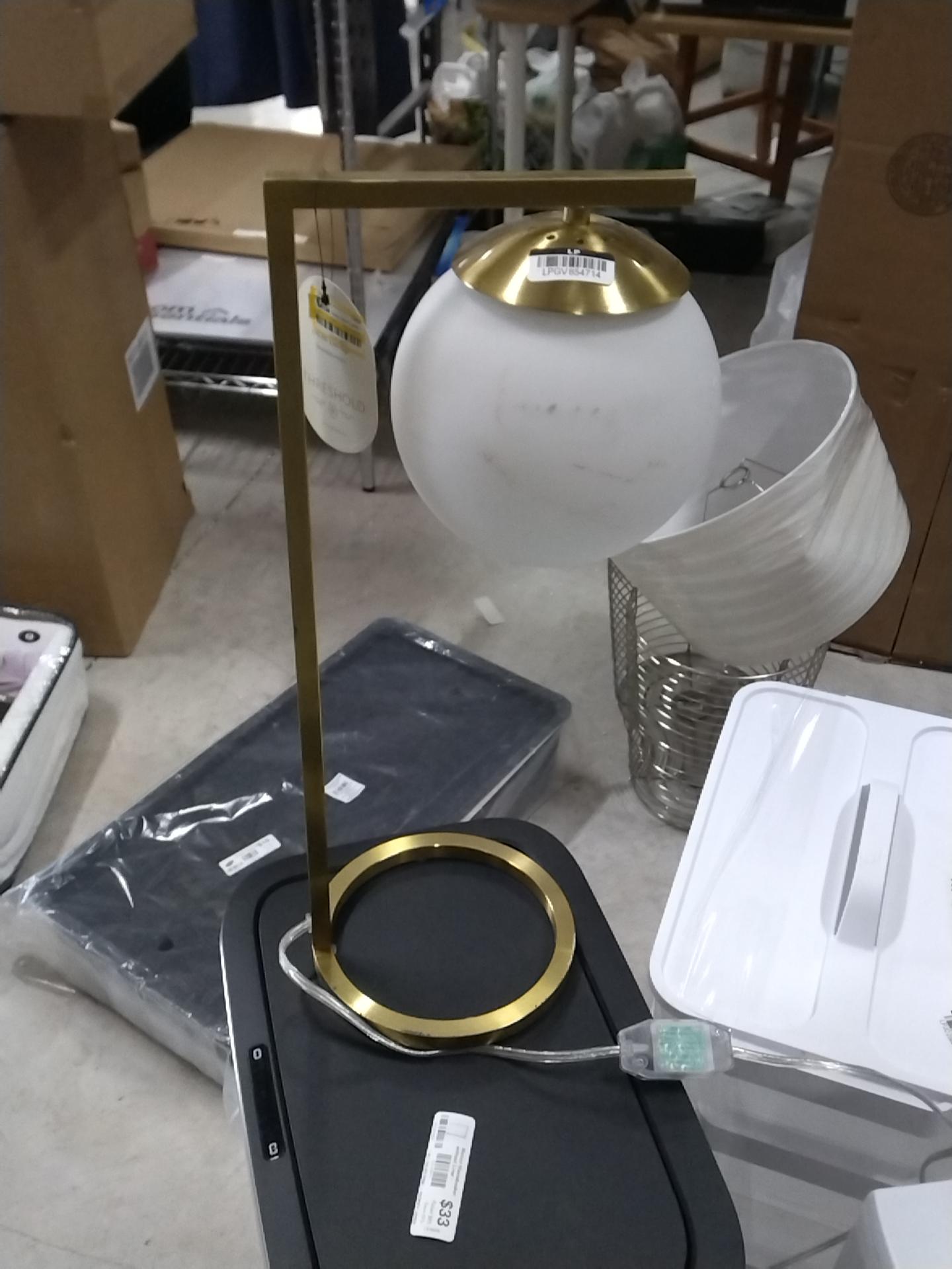 Globe Desk Lamp White - Threshold: Brass-Finish, Dimmable Rotary Switch, ETL Listed