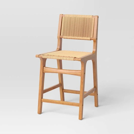 Ceylon Woven Counter Height Barstool Natural Wood - Threshold™: Rubberwood Frame, 250lb Capacity : Target