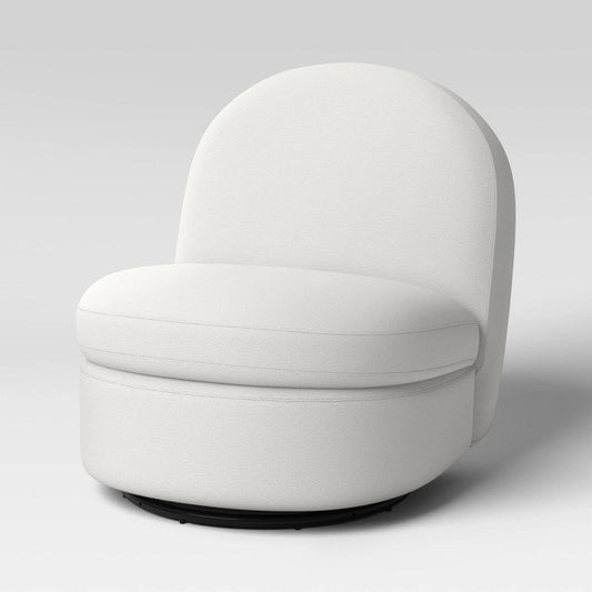 Rounded Swivel Accent Chair Cream Boucle White - Threshold™: Plywood Frame, Polyester Upholstery, No Assembly Required : Target