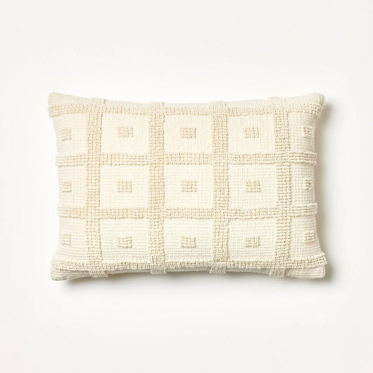 Tufted Geo Lumbar Throw Pillow Cream: Rectangle, Cotton, Indoor - Threshold™ Designed With Studio Mcgee : Target