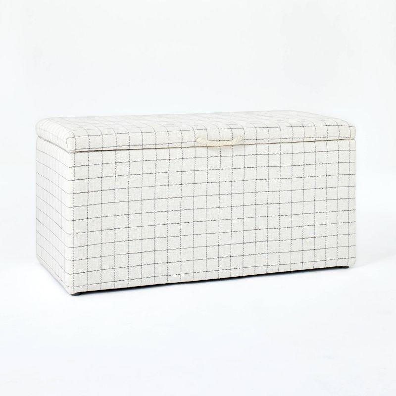 Lynwood Storage Bench Window Pane - Threshold™ Designed With Studio Mcgee: Upholstered Polyester, Hinged Lid, No Assembly Required : Target