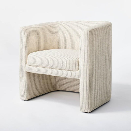 Vernon Accent Chair Tan Striped - Threshold designed with Studio McGee: Polyester Upholstery, No Assembly Required