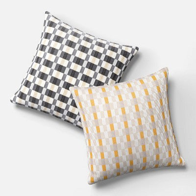 Oversized Woven Linework Square Throw Pillow Black/Neutral - Threshold: Cotton Dobby, Indoor Use, OEKO-TEX Certified