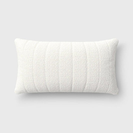 Oversized Channeled Boucle Lumbar Throw Pillow Ivory - Threshold: Soft Polyester, Indoor Use, Rectangular Shape