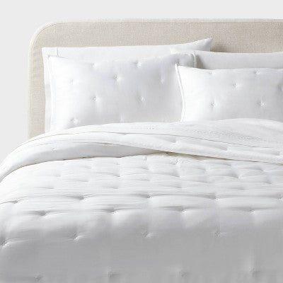 3pc Full/Queen TENCEL Comforter and Sham Set Light Teal Green - Threshold: Satin Weave, 320 Thread Count, Cooling Bedding Set
