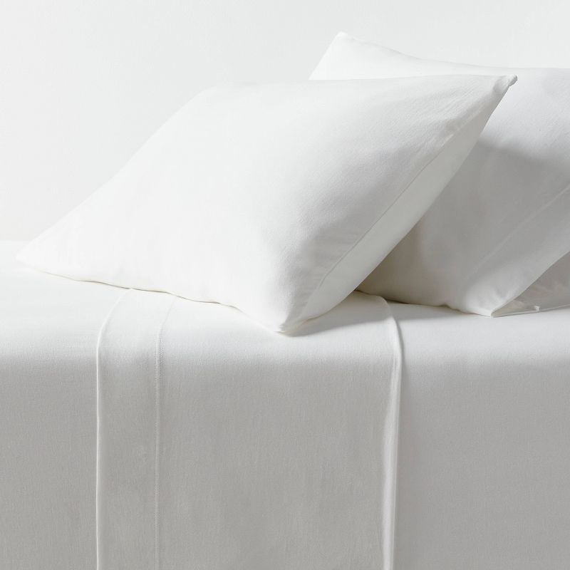 Queen Cotton Jersey Sheet Set White - Threshold: Knitted, OEKO-TEX Certified, Fits up to 17" Mattress