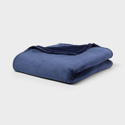 Twin/Twin XL Blanket Navy - Room Essentials: Lightweight Knitted, Recycled Polyester, Machine Washable