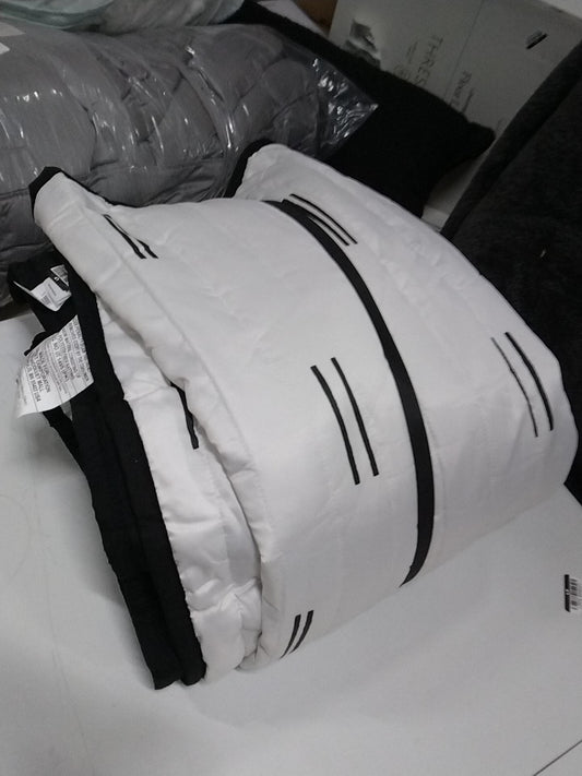 Twin/Twin Extra Long Satin Quilt White/Black - Room Essentials: Midweight Sateen Coverlet, OEKO-TEX Certified