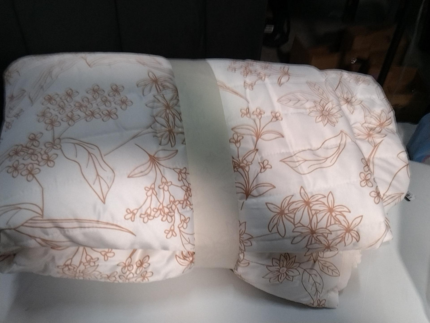 Twin/Twin Extra Long Satin Quilt Copper - Room Essentials: Midweight Sateen Coverlet, Floral Pattern, OEKO-TEX Certified