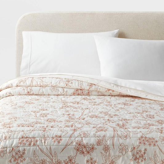 Full/Queen Satin Quilt Copper - Room Essentials: Midweight Sateen Coverlet, Machine Washable, OEKO-TEX Certified