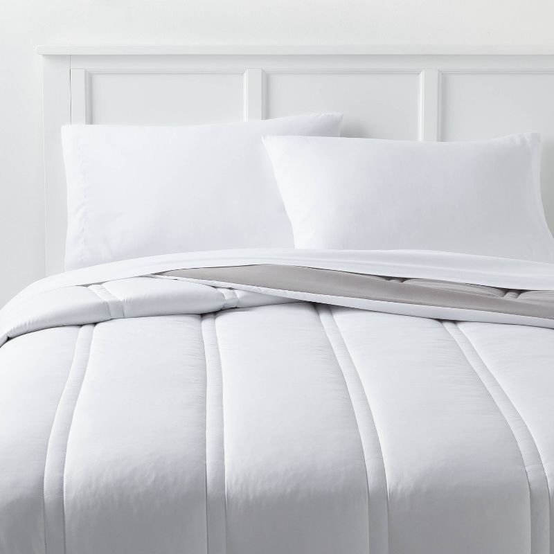 King Lofty Microfiber Comforter White - Room Essentials: Midweight, Plain Weave, Machine Washable, OEKO-TEX Certified